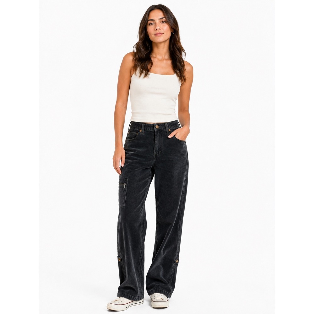 Bellerose Corduroy Pants Womens Size 3 Black Slim Fit Five Pocket Classic Pant